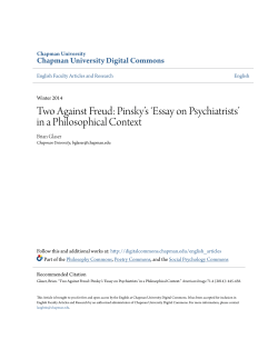 Two Against Freud: Pinsky`s `Essay on Psychiatrists` in a