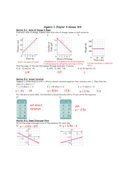 1/4 -1/2 1 y = -2x -14 y = 5/2x 17.5 y = 1/3x 7/3