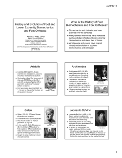 History and Evolution of Foot and Lower Extremity Biomechanics