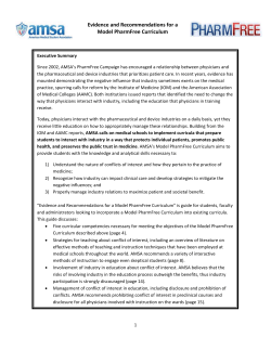 Evidence and Recommendations for a Model PharmFree Curriculum