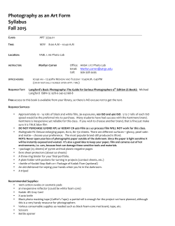Photography as an Art Form Syllabus Fall 2015