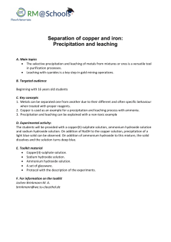 Separation of copper and iron: Precipitation and