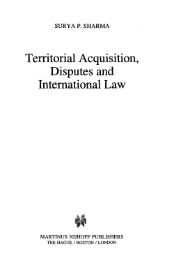 Territorial Acquisition, Disputes and International Law