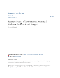 Statute of Frauds of the Uniform Commercial Code and the Doctrine
