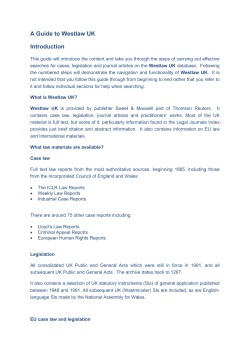 A Guide to Westlaw UK Introduction - University of South Wales Library