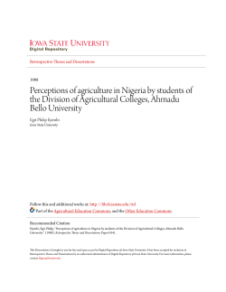 Perceptions of agriculture in Nigeria by students of the Division of