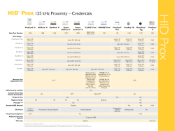 HID Prox Cards Comparison Chart