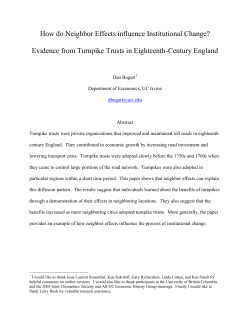 The Diffusion of Turnpike Trusts in Eighteenth Century Britain: An