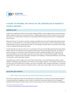 a guide to reading the office of the controller of budget`s county reports