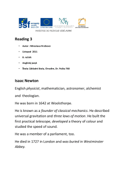 Reading 3 Isaac Newton