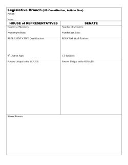 HOUSE of REPRESENTATIVES SENATE