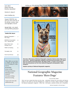 National Geographic Magazine Features `Hero Dogs`