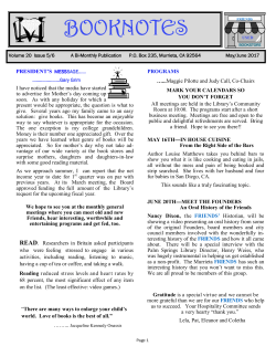 May BookNotes - Friends of the Murrieta Library