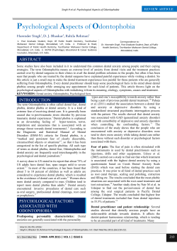 Psychological Aspects of Odontophobia