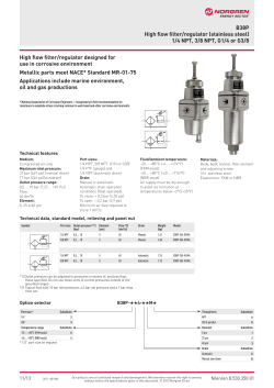 B38P High flow filter/regulator (stainless steel) 1/4 NPT, 3/8 NPT, G1