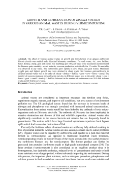 growth and reproduction of eisenia foetida in various animal wastes
