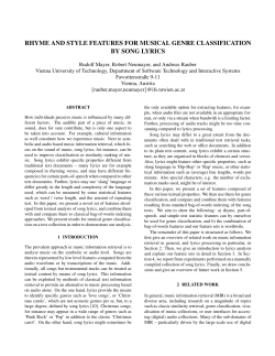 rhyme and style features for musical genre - IFS