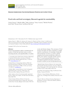 Food Webs and Food Sovereignty: Research Agenda for Sustainability