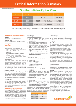 Critical Information Summary