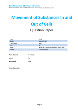 Movement of Substances In and Out of Cells