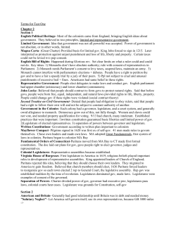 Terms for Test One Chapter 2 Section 1 English