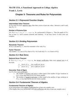 MATH 1314, A Functional Approach to College Algebra