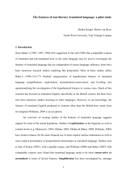 The features of non-literary translated language: a pilot study