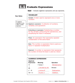 Evaluate Expressions - Killingly Public Schools