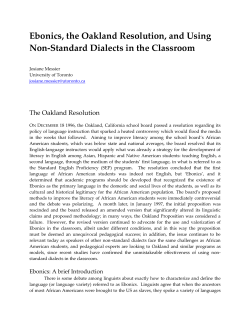 Ebonics, the Oakland Resolution, and Using Non