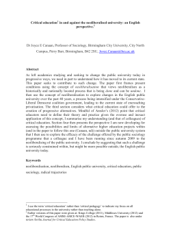 Critical education in and against the neoliberalised