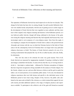 Festivals in Hellenistic Cities