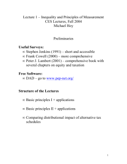 Lecture 1 &ndash; Inequality and Principles of Measurement