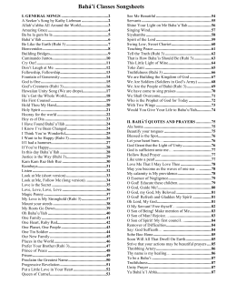Bah&aacute;`&iacute; Classes Songsheets