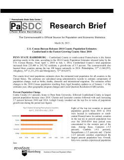 County Population Estimates - Pennsylvania State Data Center