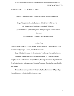 LEXICAL RESOLUTION Top-down influence in young