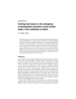 Tackling land tenure in the emergency to development transition in