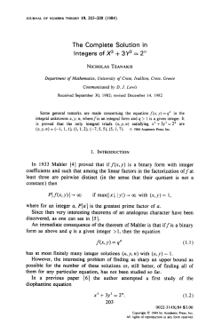 The complete solution in integers of x 3 + 3y 3 = 2 n