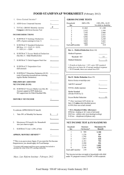 FOOD STAMP/SNAP WORKSHEET (February 2012)