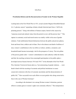 Prostitution Reform and the Reconstruction of Gender in the Weimar