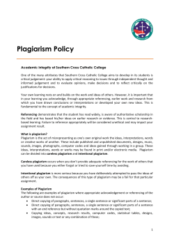 Plagiarism Policy - Southern Cross Catholic College