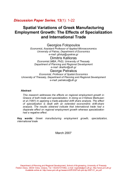 Spatial Variations of Greek Manufacturing Employment Growth: The