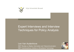 Expert Interviews and Interview Techniques for Policy Analysis