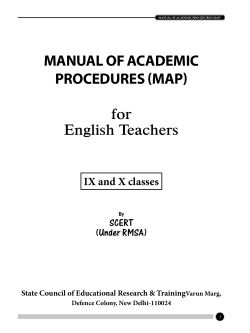 MANUAL OF ACADEMIC PROCEDURES (MAP) for