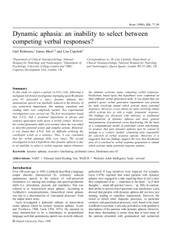 Dynamic aphasia: an inability to select between competing