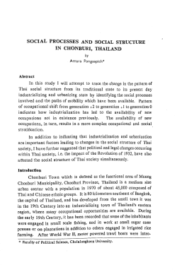 SOCIAL PROCESSES AND SOCIAL STRUCTURE IN CHONBURI