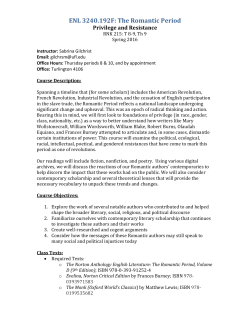 ENL 3240.192F: The Romantic Period