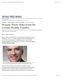 Dynasty Trusts Make Sense for Certain Wealthy Families
