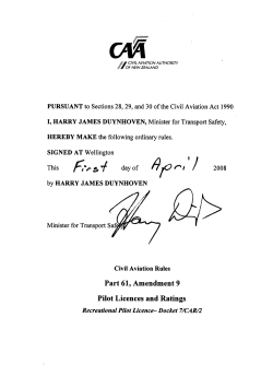 Part 61 - Amendment 9 - Pilot Licences and Ratings