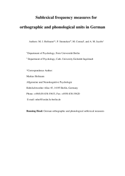 Sublexical frequency measures for orthographic and phonological