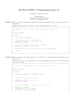 EE 590 B (PMP): C Programming Demo #2